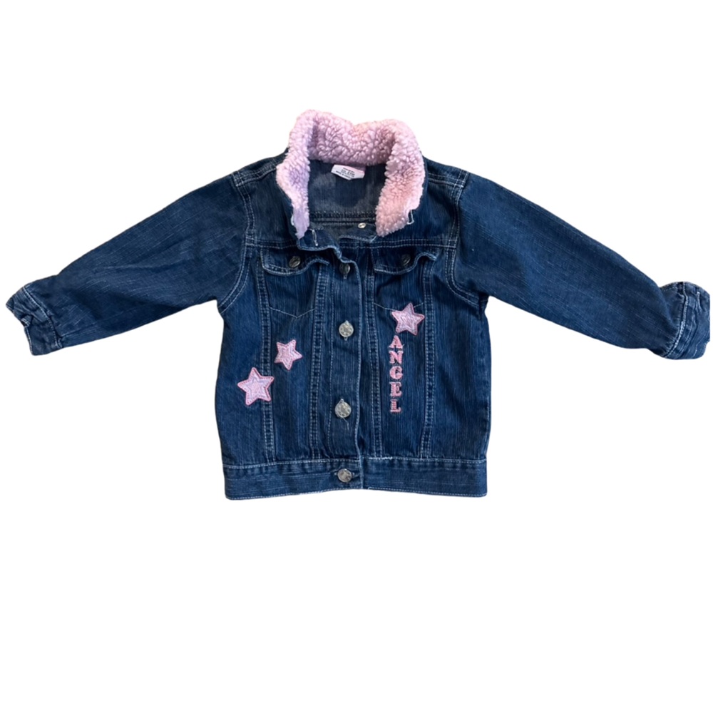 Girls Stylish Blue Denim Jean Jacket w/Pink Sherpa Collar 24 Months 💯% Cotton